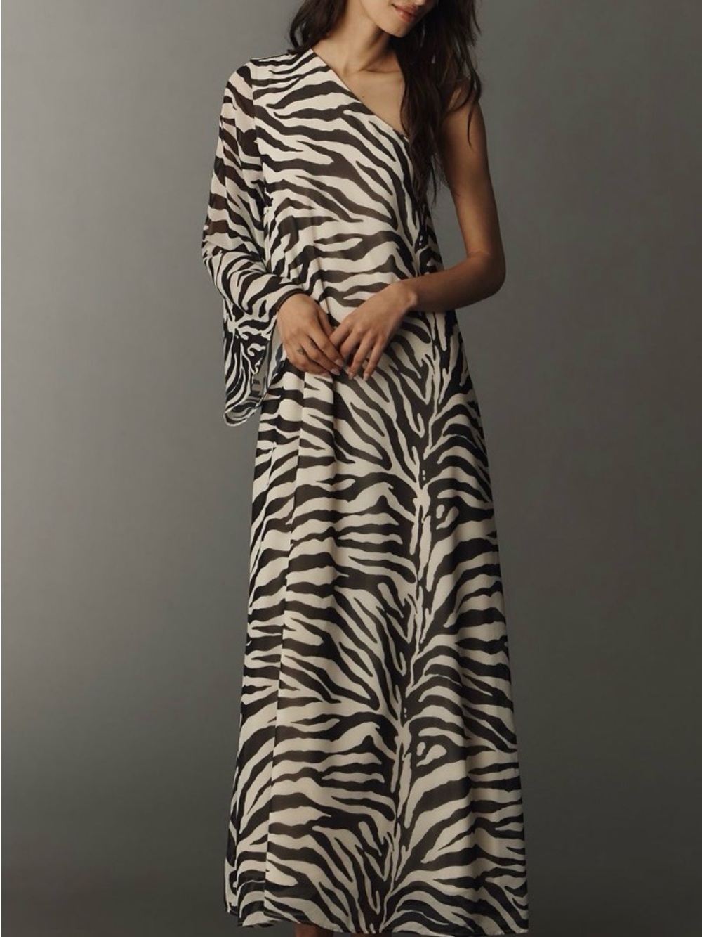 Anthropologie One-Shoulder Zebra kaftan - new